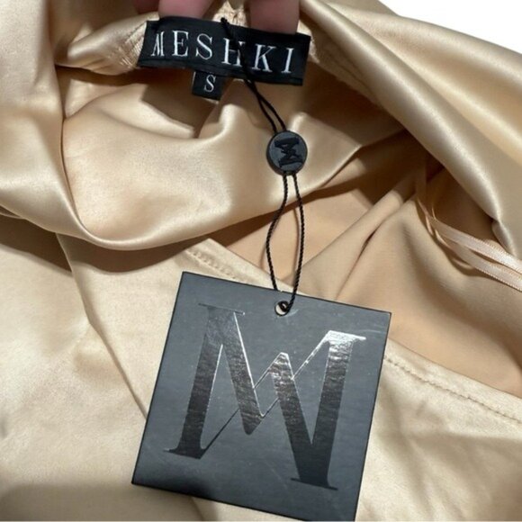 Meshki Satin Elegant Cream Draped Dress Size S - Picture 11 of 11